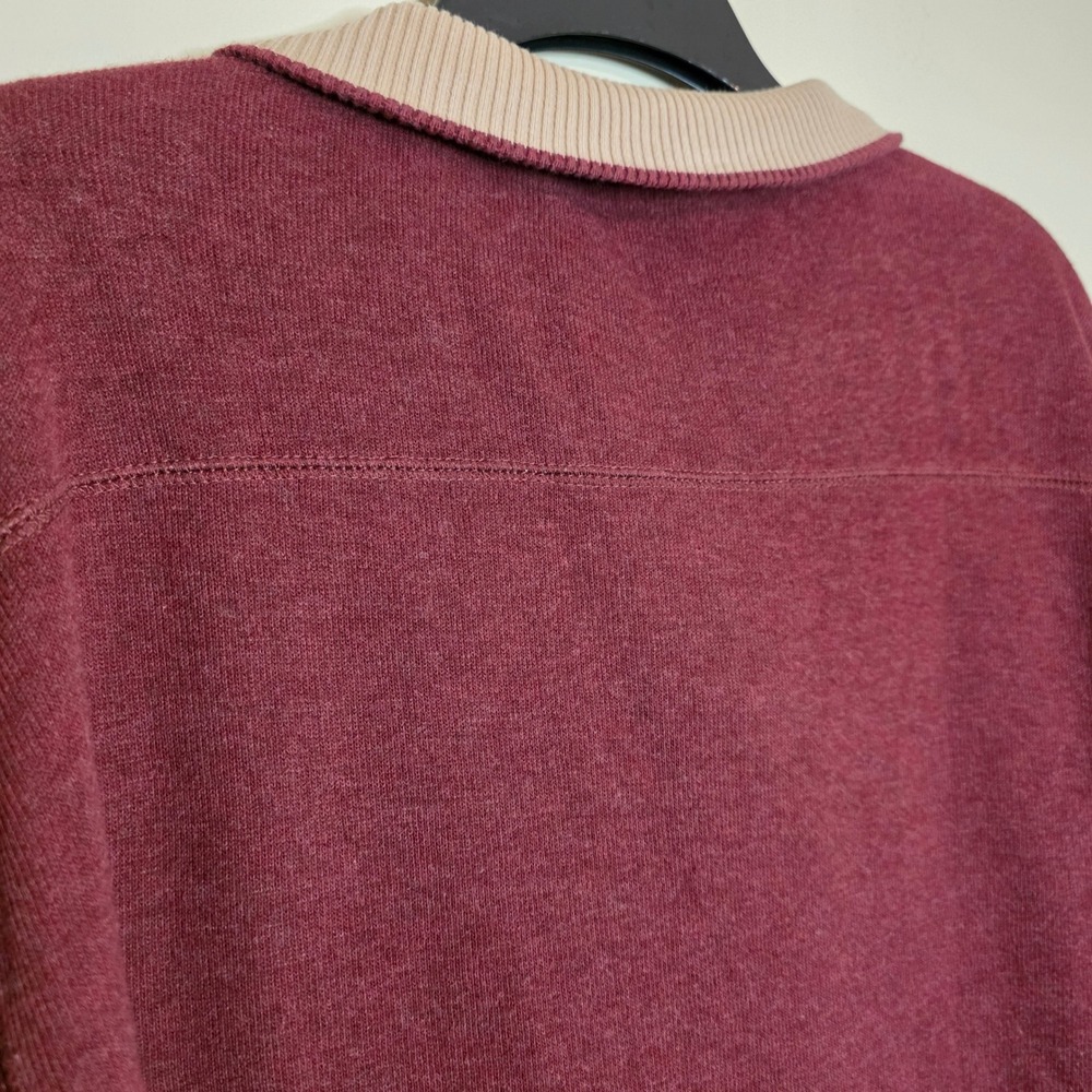 Jos A Bank Mens‎ 1/4 Zip Pullover Burgundy Mock Neck Sweatshirt - Picture 4 of 6
